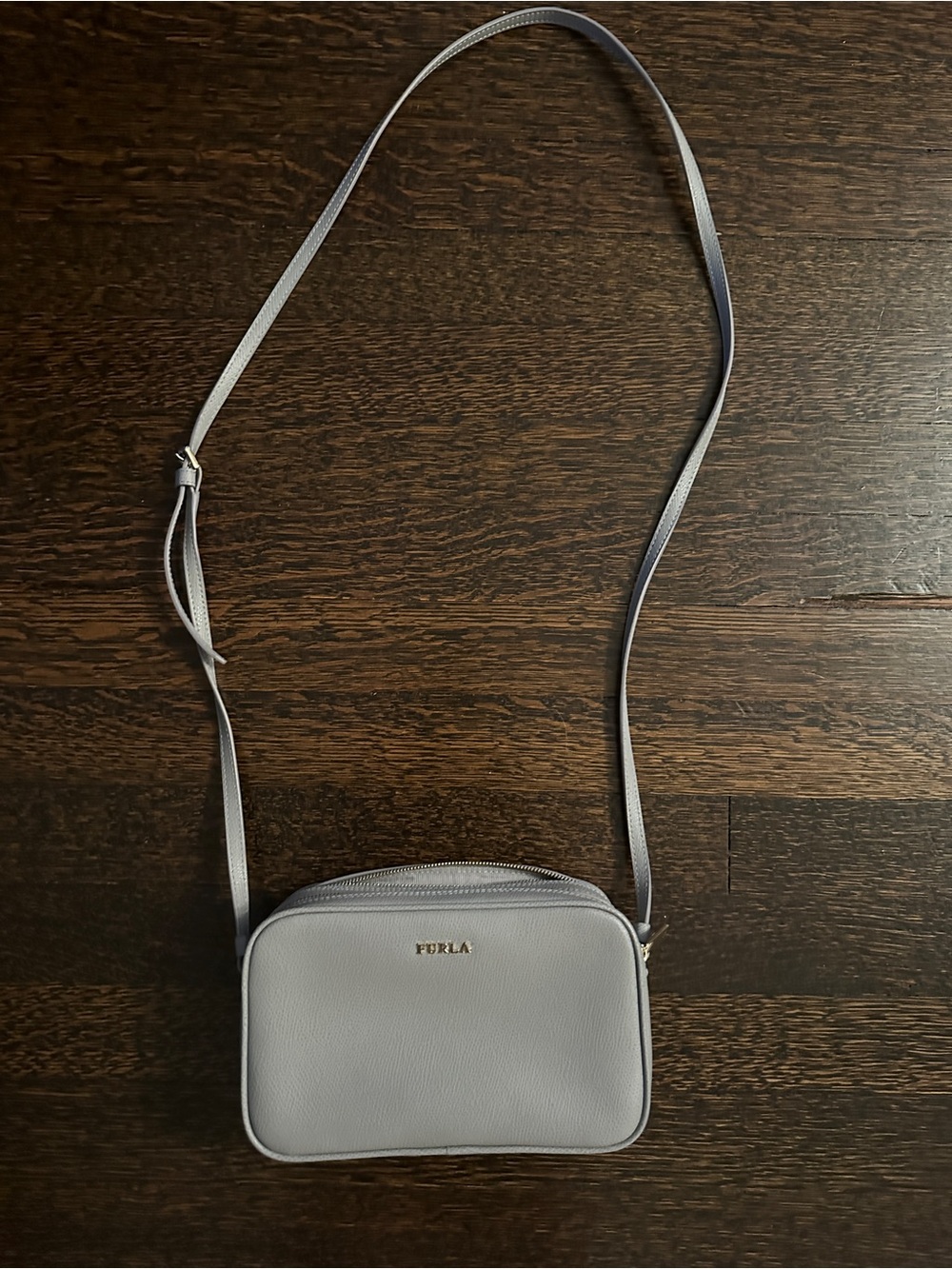 Furla Pale Gray Leather Crossbody Bag